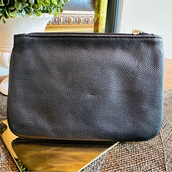 MINI EXPRESS BLACK CLUTCH OR COSMETIC BAG PRELOVED GOOD 5”H - 7”W - 1/4”D ROOMY - Picture 5 of 5